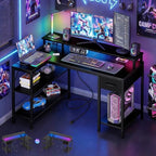 OLIXIS 53 Inch L Shaped Gaming Desk with LED Lights, Storage Shelves by OLIXIS