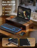 Wireless Keyboard and Mouse, Backlit Typewriter with Magnetic Wrist Rest - Image 5