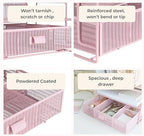 BLU MONACO | Pink Desk Organizer with Drawer | Wire Mesh Desk Organizer File Sorter | Metal Desktop Storage for Office Workspace - Image 4