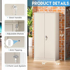 Greenvelly Garage Storage Cabinet,72" Metal Cabinet with 2 Doors and 4 Shelves,Steel File Cabinet for Home Office, Garage, Classroom（Grey 36" X 18"） - Image 3