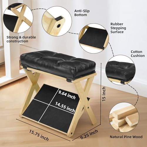 Foot Rest Under Desk at Work, Solid Wood Double Step Footrest - Image 4