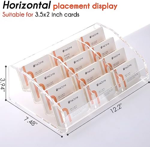 HeZone Business Card Holder Display for Desk Muitiple, Clear Acrylic Business card Stand Rack for Women and Men 12 slots 4Tier, Organize 600 cards (12 Slots - Image 3