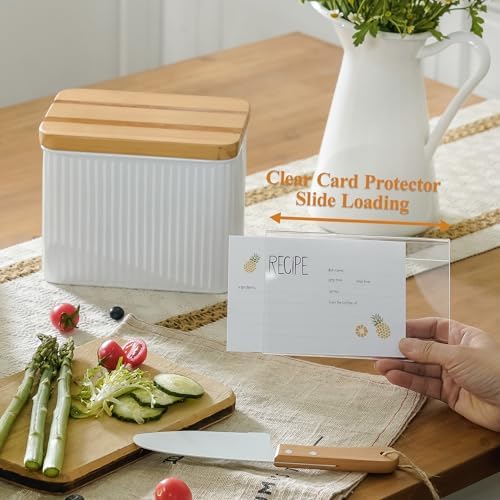 Vertical Stripe Embossed Recipe Box with 4x6 Cards & Dividers - Image 4
