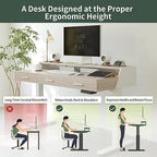 CubiCubi One-Piece Standing Desk 55x26 with 3 Wood Drawers, Light Walnut - Image 6