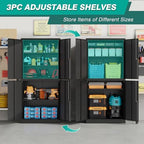 Metal Storage Cabinet with 3 Adjustable Shelves,Garage Storage Cabinet with Lock,Black Metal Cabinet with Locking Doors,Steel Cabinets 4 Doors,71" Lockable Storage Cabinets for Garage,Home,Office - Image 3