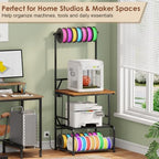 3D Printer Stand with Filament Storage, Large 3D Printer Table Filament Organizer with Spool Holder, Heavy Duty Printer Rack Workstation for 2 Printers, Filament Spools and Tools - Image 2