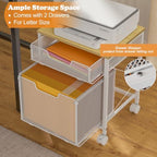 Tiaoheka Rolling File Cabinet Cart, Printer Stand with Storage Drawer, Mobile Filing Cabinet on Lockable Wheel, Hanging File Folder Organizer Beside Under Desk for Office Home, White (Patent Pending) - Image 4