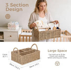 Diaper Caddy Organizer, Hand Rattan Nursery Baby Basket Changing Table Organizer for Baby Essentials, Baby Shower Gifts, Versatile Shelf Basket Bathroom/Kitchen Organizer (Natural Beige, L) - Image 3