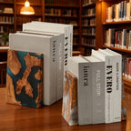 Resin Bookends Large Heavy Duty Bookends for Shelves, Unique Burl Wood Figure Book Ends for Study Office, Fancy Modern Decorative Book Supports for Bookshelf Organization (Pearlescent White) - Image 6