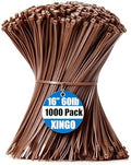 XINGO 1000 PCS PCS Brown Zip Ties 16 Inch, 60 LBS Tensile Strength, Self-Locking Nylon Plastic Nylon PA66 Wire Ties for Indoor and Outdoor Use by XINGO