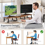 HOOBRO Dual Monitor Stand Riser, Computer Monitor Stand for PC,Rustic Brown - Image 5