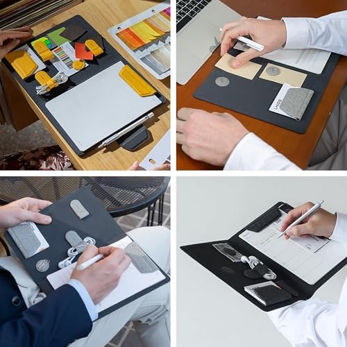 LHiDS Creative Magnetic Business Portfolio Resume Padfolio Organizer, A5 Folder with Clipboard, Paper Clip, Writing Pad, Magnetic Closure for Work, School and More, Grey - Image 5