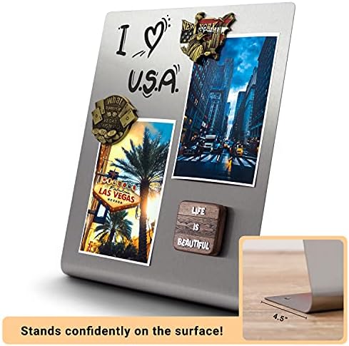 Large Magnetic Bulletin Board for Tabletops – Dry Erase Memo Board with Stand – Metal Easel for Magnet Display – 12x10 Inches + 4 Magnets - Image 2