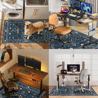 Office Chair Mat for Hardwood Floor & Tile Floor,36"X 48"-Dark Blue Floral - Image 6
