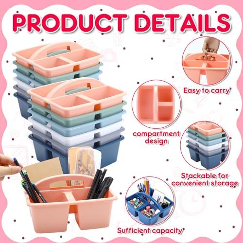 Potchen 12 Pack Caddy Organizer with Handle Plastic Table Supply Caddy Bulk - Image 3
