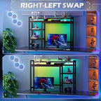 Desk Hutch with Colorful RGB Lights, 4 Tier Desk Top Shelf for Max 28" Computer Monitor, Desk Organizer Shelf for Tidy Storage Display, Desktop Bookshelf for Home, Office, Dorm, Gaming Table, Kitchen - Image 5