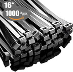 Zip Ties 16 inch(1000 Pack), 60 lb, Black Cable Ties, UV Resistant Wire Ties for Indoor and Outdoor Use, Paloka by PALOKA