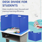 24 Pcs Desk Dividers for Students Classroom Plastic Privacy Folders Blue Test Dividers for Students Desks Trifold Privacy Panel Partitions for School Teacher Supplies(24pcs Blue) - Image 5