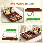 Bamboo Sofa Tray Insert with 2 Cup Holders for Sectionals - Image 3