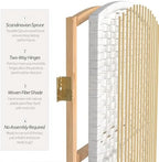 Red Lantern 2 ft. Short Fiber Weave Folding Screen - White - 8 Panels - Image 5
