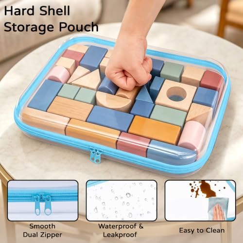 3 Pack Extra Large Clear Hard Shell Zipper Case with Labels, Purple - Image 3