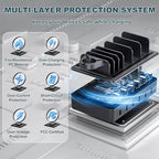 Charging Station for Multiple Devices, 6 in 1 Charger Station Multiple Charging Station for Cellphone Tablet iPhone iPad and More-50W Charging Dock with Mixed Charging Cables - Image 2