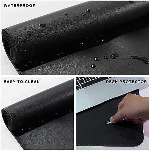 Vyaaa 63" x 24" PU Leather Desk Mat, Black Large Mouse Pad - Image 4