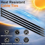 Blulu 13 Inch 200 Pcs Black Cable Ties with Metal Tooth Self Locking - Image 4