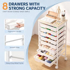 Delamu Rolling Storage Cart with 8 Drawers, Utility Craft Storage Cart - Image 3