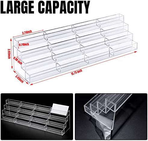 Hoteam Acrylic Business Card Holder for Desk Multiple 16 Slot 4 Tier Large Business Card Organizer Display Rack Clear Plastic Holder Stand for Home(1 Pcs) - Image 2