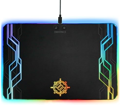 ENHANCE LED Gaming Mouse Pad RGB - Hard Mouse Pad with 7 Light Up Modes and Brightness Controls - Large Surface (13.75 x 9.8 in) with Glowing Lights and Rubber Non-Slip Grip for Desktop Gamers by ENHANCEGaming