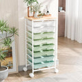 Ekisemio Utility Cart Organizers with Wheels and 8 Drawers, Little Rolling Craft Cart with Wooden Tabletop for Classroom, Office, Living Room, Craft Room, Green by Ekisemio