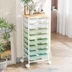 Ekisemio Utility Cart Organizers with Wheels and 8 Drawers, Little Rolling Craft Cart with Wooden Tabletop for Classroom, Office, Living Room, Craft Room, Green by Ekisemio