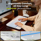 White Keyboard and Mouse Wireless Combo, 4000mAh Rechargeable Backlit Quiet Keyboards mice Set, USB Ergonomic Key Board with Wrist Rest & Phone Holder for PC, Mac, Windows, Natural Soft Typing - Image 6