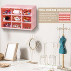 Amyhill 6 Pcs Mini Drawer Organizer Small Organizer with 9 Drawers Plastic Desktop Craft Storage Box for Office Home Room Jewelry Cosmetics Collection(Pink) - Image 2