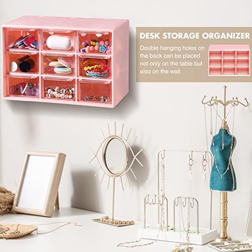 Amyhill 6 Pcs Mini Drawer Organizer Small Organizer with 9 Drawers Plastic Desktop Craft Storage Box for Office Home Room Jewelry Cosmetics Collection(Pink) - Image 2