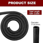 Automotive Wire Loom High Temperature Braided Wire Loom, Split-Sleeve Heat Resistant Wiring Loom Cord Cover for Harness Wires, Self-Wrapping Heavy Duty Sheathing Cable Management Black（10ft-1inch ） - Image 5
