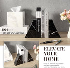 Koville Marble Bookends for Shelves, Natural Stone Book Ends for Large Books, Heavy Duty Bookends, Decorative Bookends for Office Home Kitchen Decor, Unique Modern Book Ends(Black) - Image 6