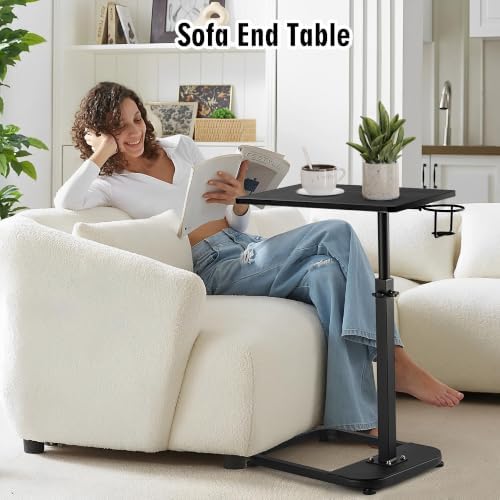 facka Adjustable C-Shaped TV Tray Table 18-32 Inch Height Couch Table - Image 6