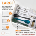 Criusia 30 Pack Large Clear Plastic Drawer Organizer Bins - Acrylic Kitchen Drawer Organization and Storage Dividers for Utensils Gadgets, Office Bathroom and Vanity Organizer for Makeup Accessoires - Image 2