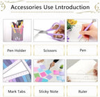 Office Supplies Set,Desk Accessories,Stapler And Tape Dispenser Set,Pen Holder,1000 Staples,Staple Remover,Hinder Clips,Ruler,Scissor,Index Tabs,Clear Tape,Ballpoint Pen,Sticky Notes,Coworkers(Purple) - Image 3