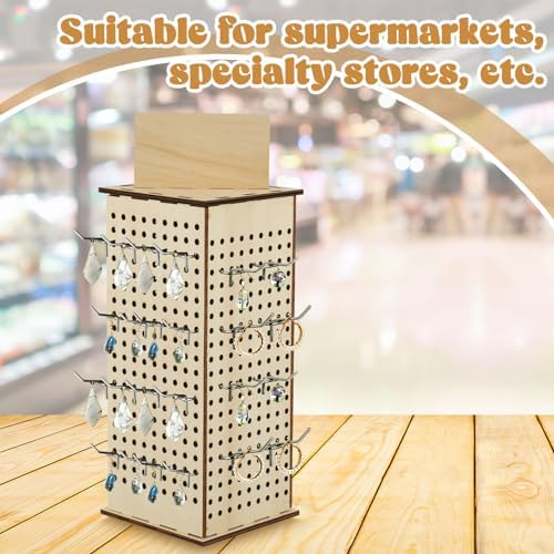 Kigley 4 Sided Rotating Display Stand, Wood Rack, 4.7 x 4.7 x 11.8 Inch - Image 5