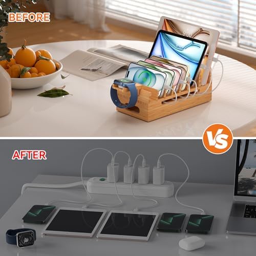 Pezin & Hulin Bamboo Charging Station for Multiple Device Phone Watch Stand - Image 6