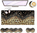 Large Keyboard Mouse Pad Set, Extended Mouse Pad+Keyboard Wrist Rest Support, Memory Foam Ergonomic Easy Typing, 4Pcs (31.5×11.8 in) Desk Pad Set for Office Home,Leopard Print by Unknown