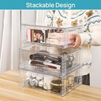 Vtopmart 4 Pack Large Clear Stackable Storage Drawers for Closet, Pantry - Image 2