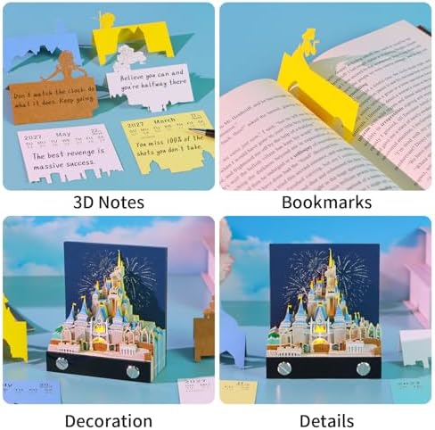 3D Calendar 2027,3D Memo Pad Time Piece Calendar 2027 Creative Desk Calendar Art Paper Sculpture Fantasy Castle, 2027 Tear Off Calendar DIY Decorative Gift - Image 6