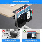MAXECHO Desk Side Storage, Under Desk Laptop Mount, Table Side Hanging File Organizer, No Drill Clamp On Cable Management Tray, Laptop Holder with Magnetic Pen Holder for Office and Home, Load 22 Lbs - Image 3