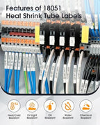 Replacement for Dymo 18051 Compatible Industrial Heat Shrink Tube Labels - Image 3