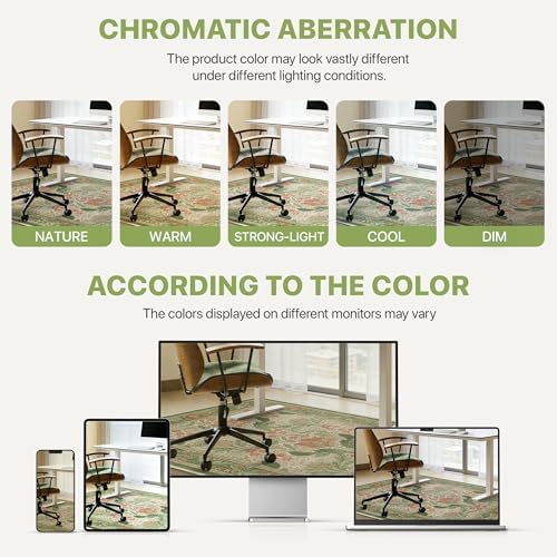36"x48" Office Chair Mat for Hardwood Floor, Non-Slip Washable Sage Green - Image 6