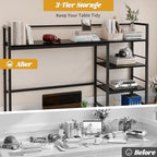 HavenlyYouth Desk Shelf, 45.4 Inch Wood Desk Organizer Shelf for Computer Monitor, Desk Hutch Storage, Desktop Shelf for Top of Desk, 3 Tier Desktop Bookshelf for Home Office Dorm, Black - Image 6